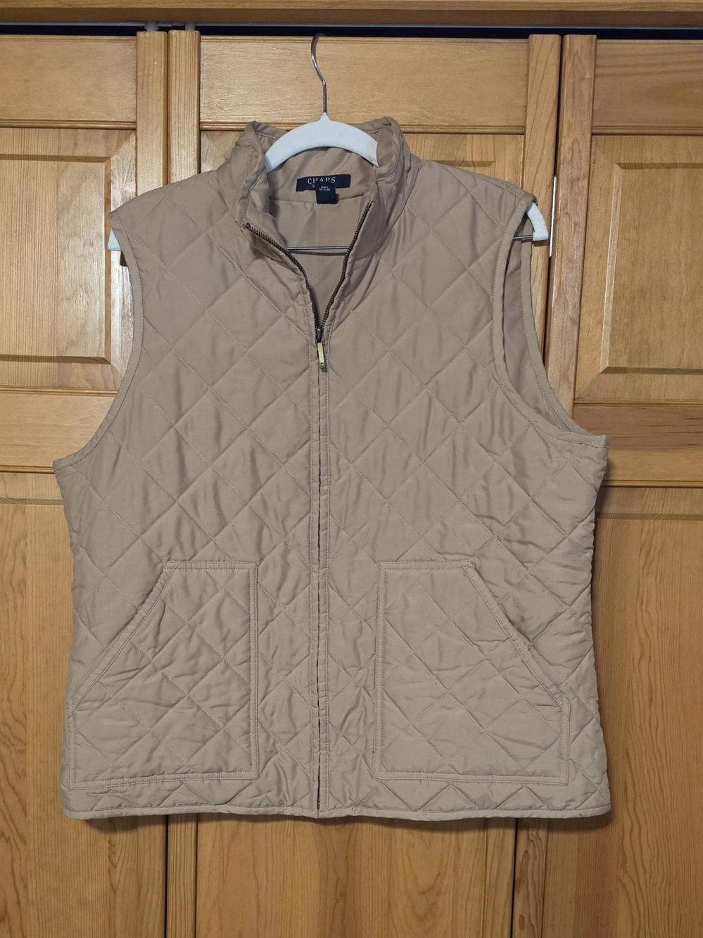 Chaps Quilted Sleeveless Vest - Tan